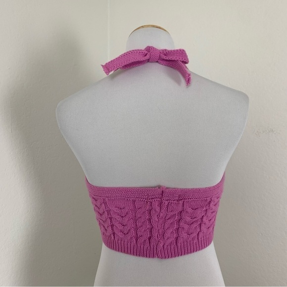 PrettyLittleThing Cable Knit Halterneck Top Size S Hot Pink - Picture 7 of 10